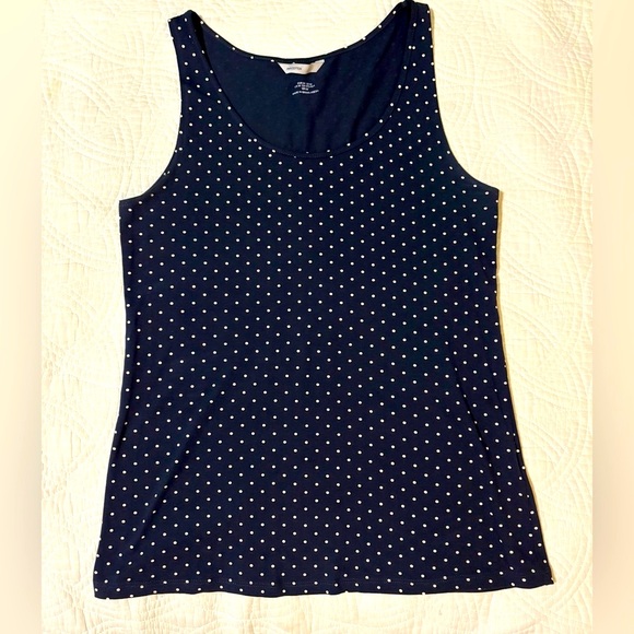 H&M Tops - H&M Prima Cotton Navy Polka Dot Tank Top Medium